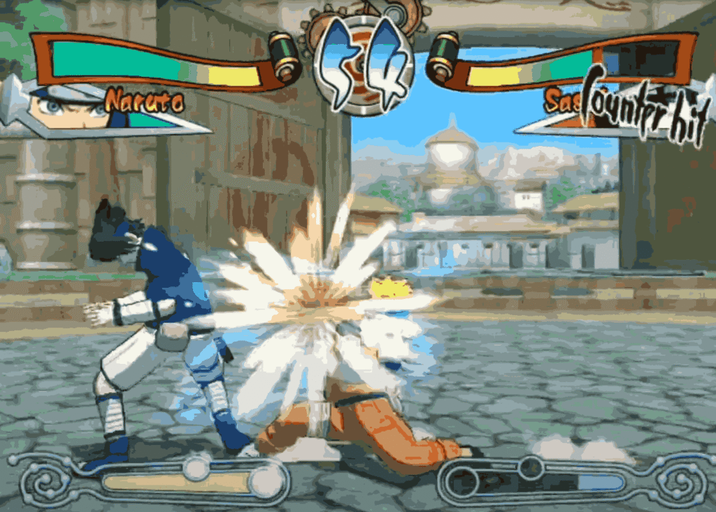 Naruto vs Sasuke battle screenshot from Clash of Ninja 2