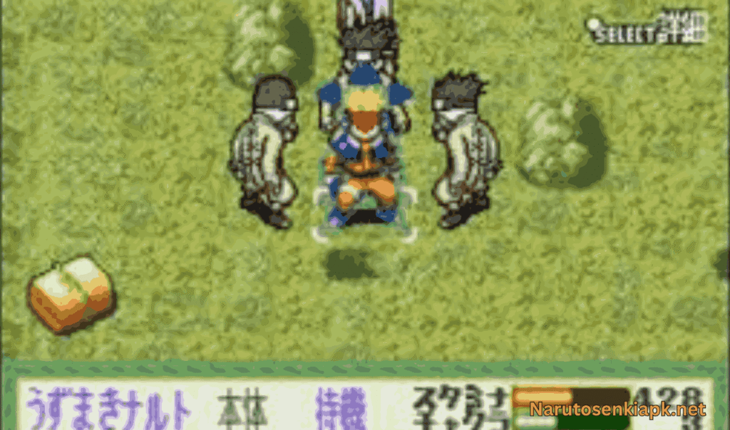 GameBoy Advance emulator settings screen with Naruto game loaded