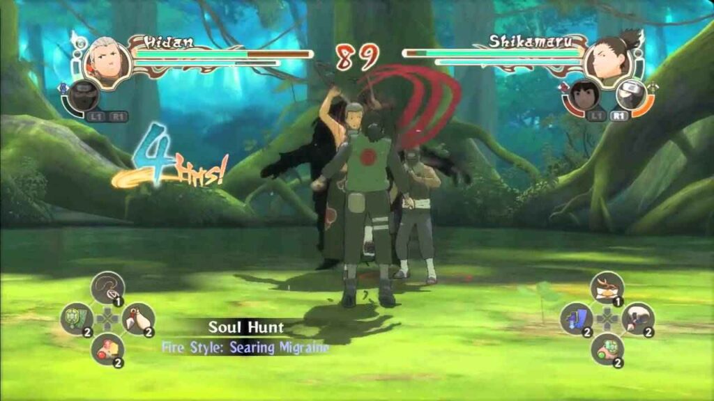 Naruto and Sasuke in battle cutscene from the game